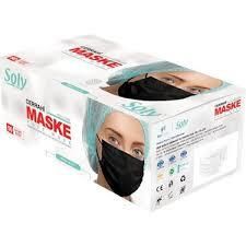 Soly 3 Katlı Full Ultrasonik Siyah Cerrahi Maske Telli 50'li