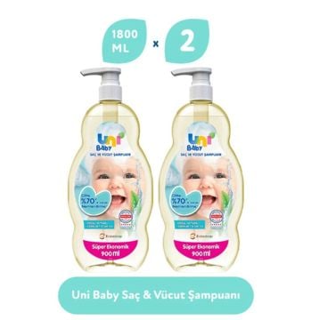 Uni Baby Saç ve Vücut Şampuanı 900 ml 2 Kutu