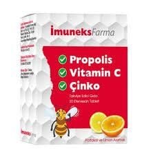 İmuneks Farma Propolis Vitamin C ve Çinko 20 Tablet