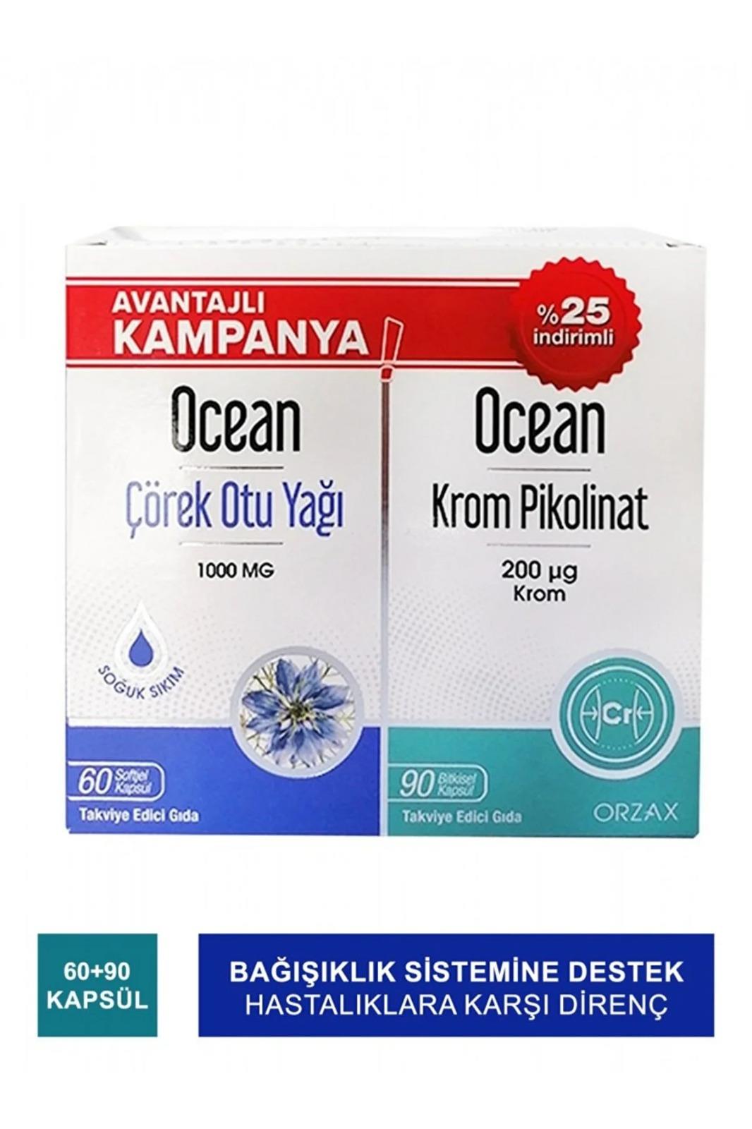 Ocean Çörek Otu Yağı 60 Kapsül + Ocean Krom Pikolinat 90 Kapsül