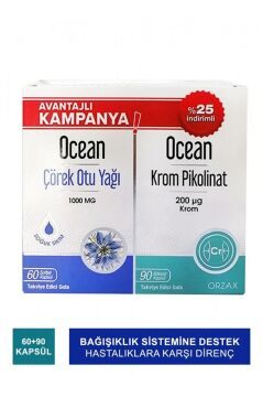 Ocean Çörek Otu Yağı 60 Kapsül + Ocean Krom Pikolinat 90 Kapsül
