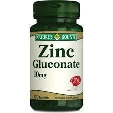 Nature's Bounty Zinc Gluconate 10 mg 100 Tablet