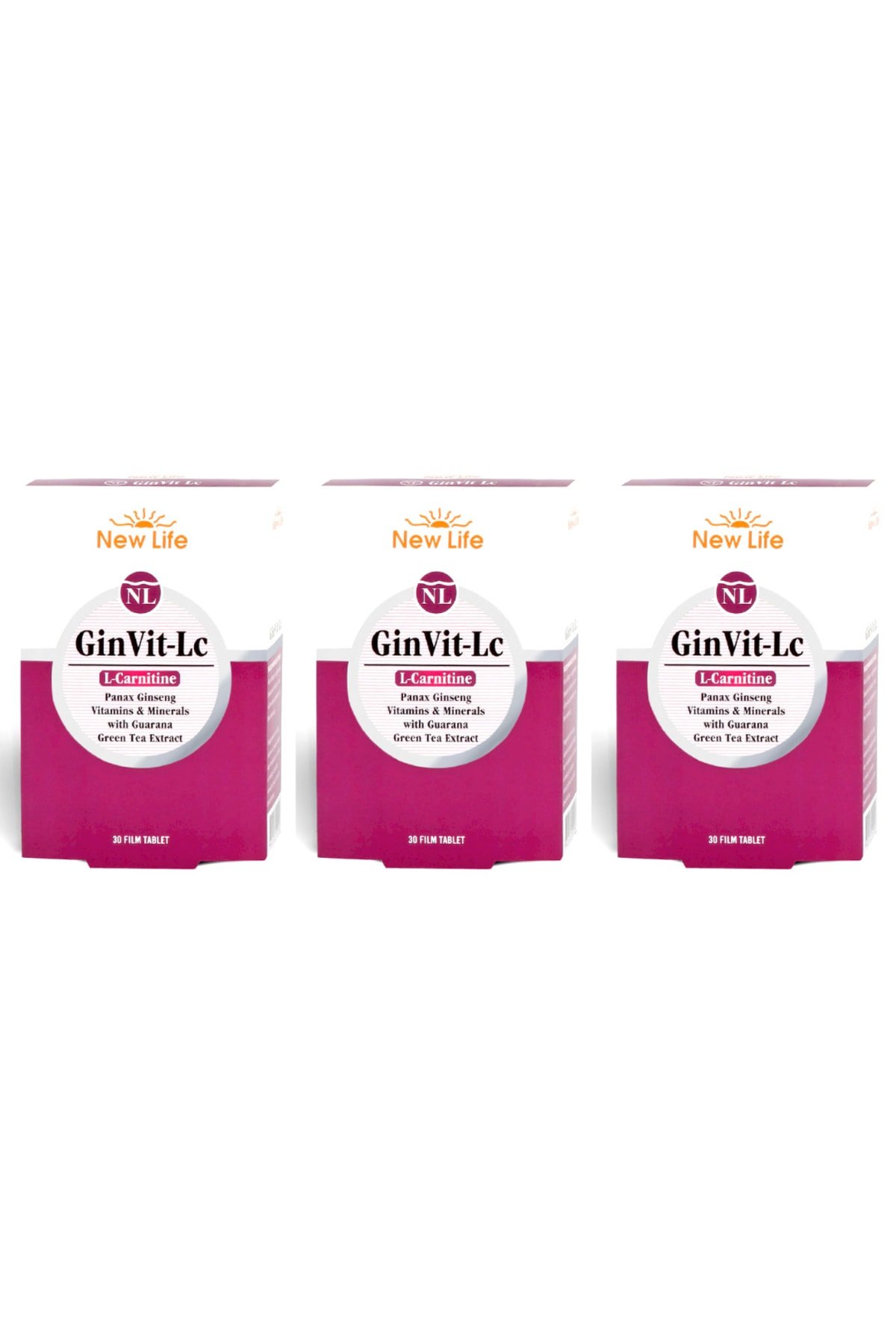 New Life GinVit-Lc L- Carnitine 30 Film Tablet 3 Kutu