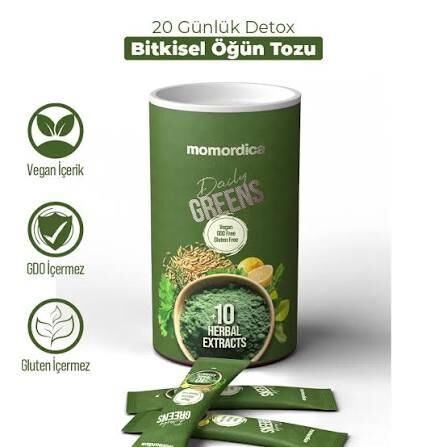 Momordica Daily Greens 11 Bitki İçeren 20 Günlük Öğün Tozu 8 gr 20 Şase