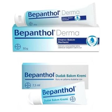 Bepanthol Onarıcı Bakım Merhemi 30 gr + Bepanthol Dudak Bakım Kremi 7,5 ml Avantajlı Paket