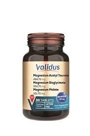 Validus Magnezyum Complex Bisglycinate Taurat Malat Vitamin B6 Vitamin D3 1000 Ünite 30 Tablet