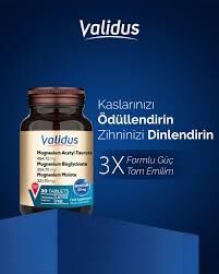 Validus Magnezyum Complex Bisglycinate Taurat Malat Vitamin B6 Vitamin D3 1000 Ünite 30 Tablet