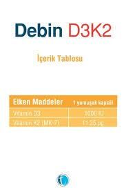 Debin D3K2 Vitamin D3 ve Vitamin K2 60 Kapsül