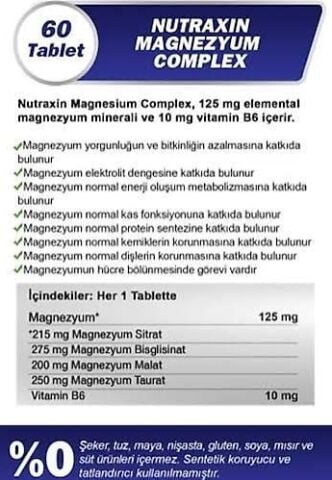 Nutraxin Magnesium Complex Vitamin B6 60 Tablet - 2.si %50 İndirimli