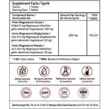 Validus Magnezyum Complex Bisglycinate Sitrat Malat 200 mg 60 Tablet