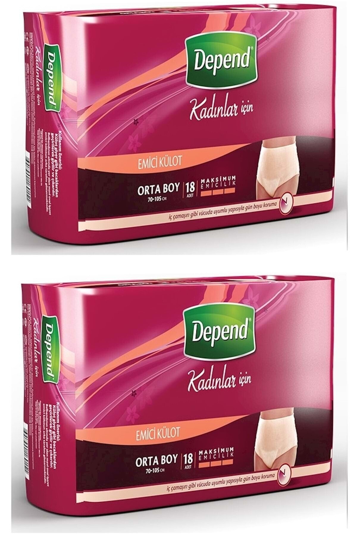Depend Emici Külot Eko Paket Kadın Orta 18'li Paket 2'Li