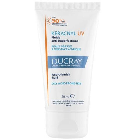 Ducray Keracnyl Akneye Eğilimli Ciltler İçin Leke Karşıtı Güneş Koruyucu UV SPF50+ 50 ml