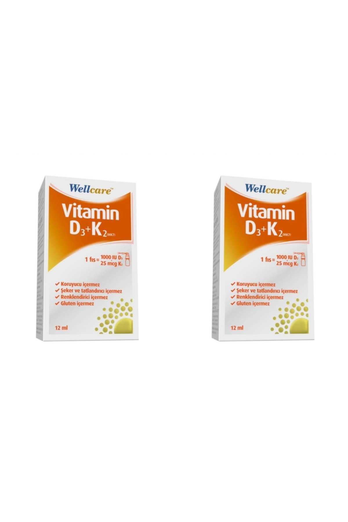 Wellcare Vitamin D3 + K2 25 mcg 1000 IU 12 ml 2 Kutu