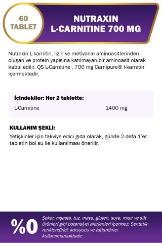 Nutraxin L-Carnitine 700mg 60 Tablet
