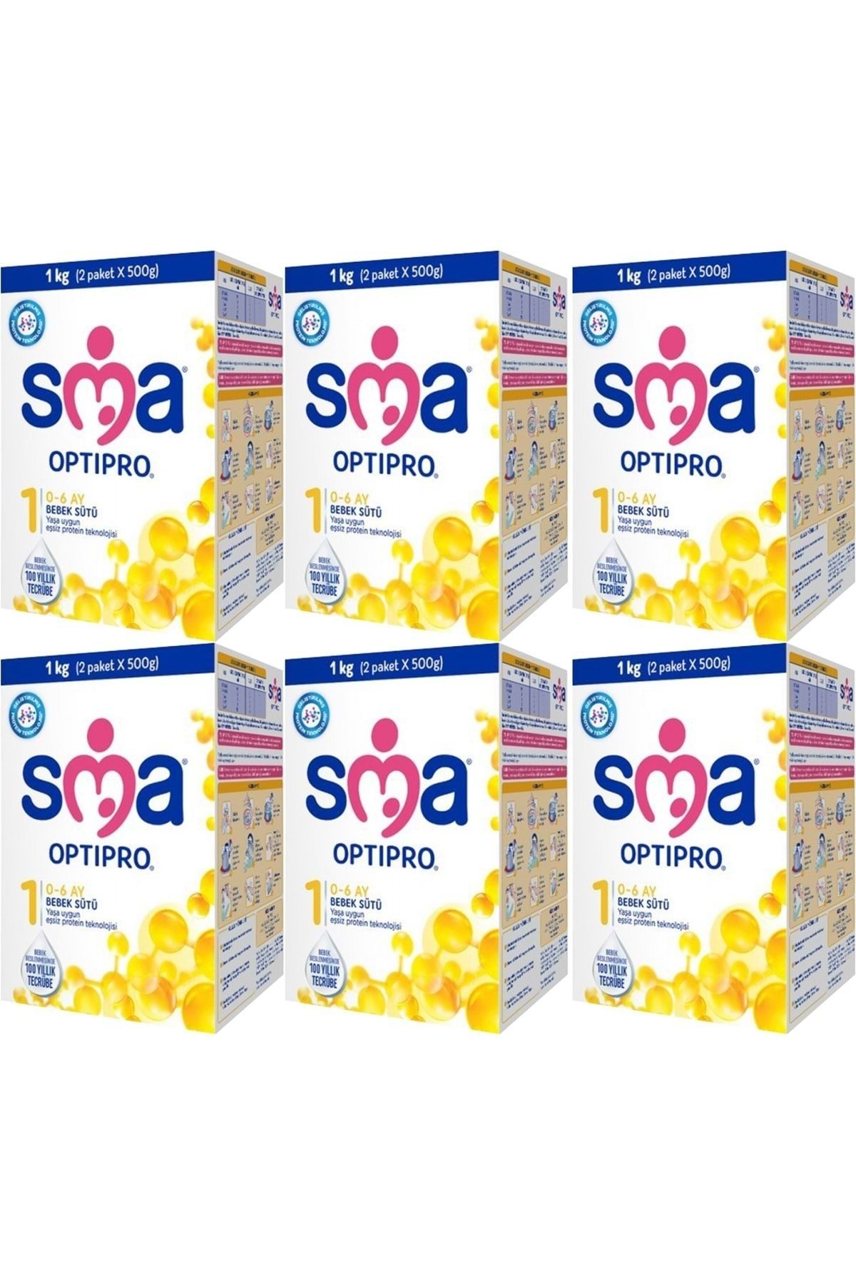 SMA 1 Optipro Probiyotik 0 - 6 Ay Bebek Sütü 1000 gr 6 Kutu
