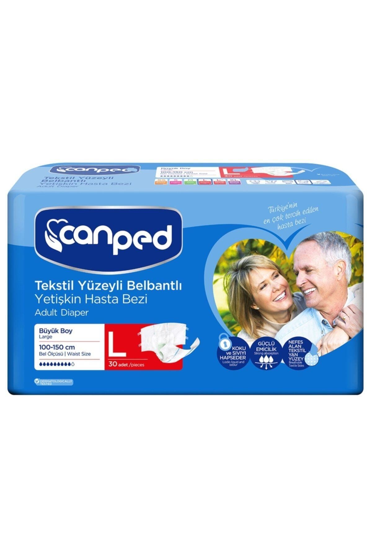 Canped Belbantlı Tekstil Yüzey Hasta Bezi Large 30'lu Paket