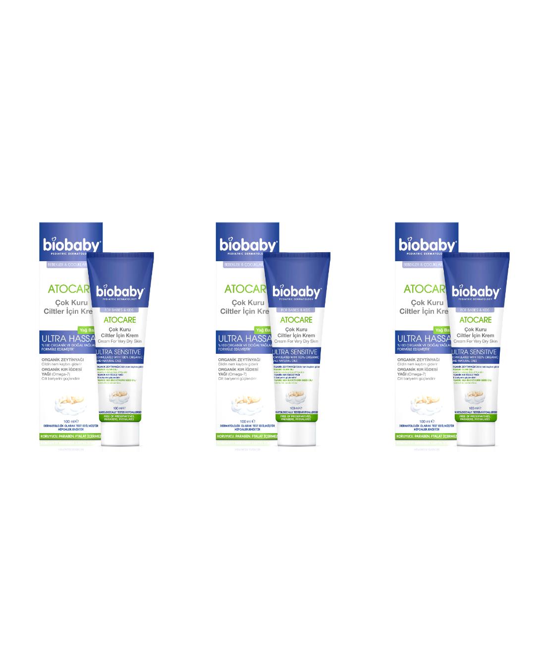 Biobaby Kuru ve Atopik Ciltler İçin Krem 100 ml 3 Kutu