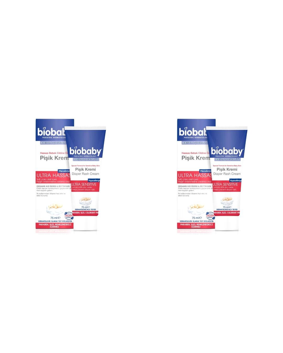 Biobaby Bebek Pişik Kremi %40 Çinko 75 ml 2 Kutu