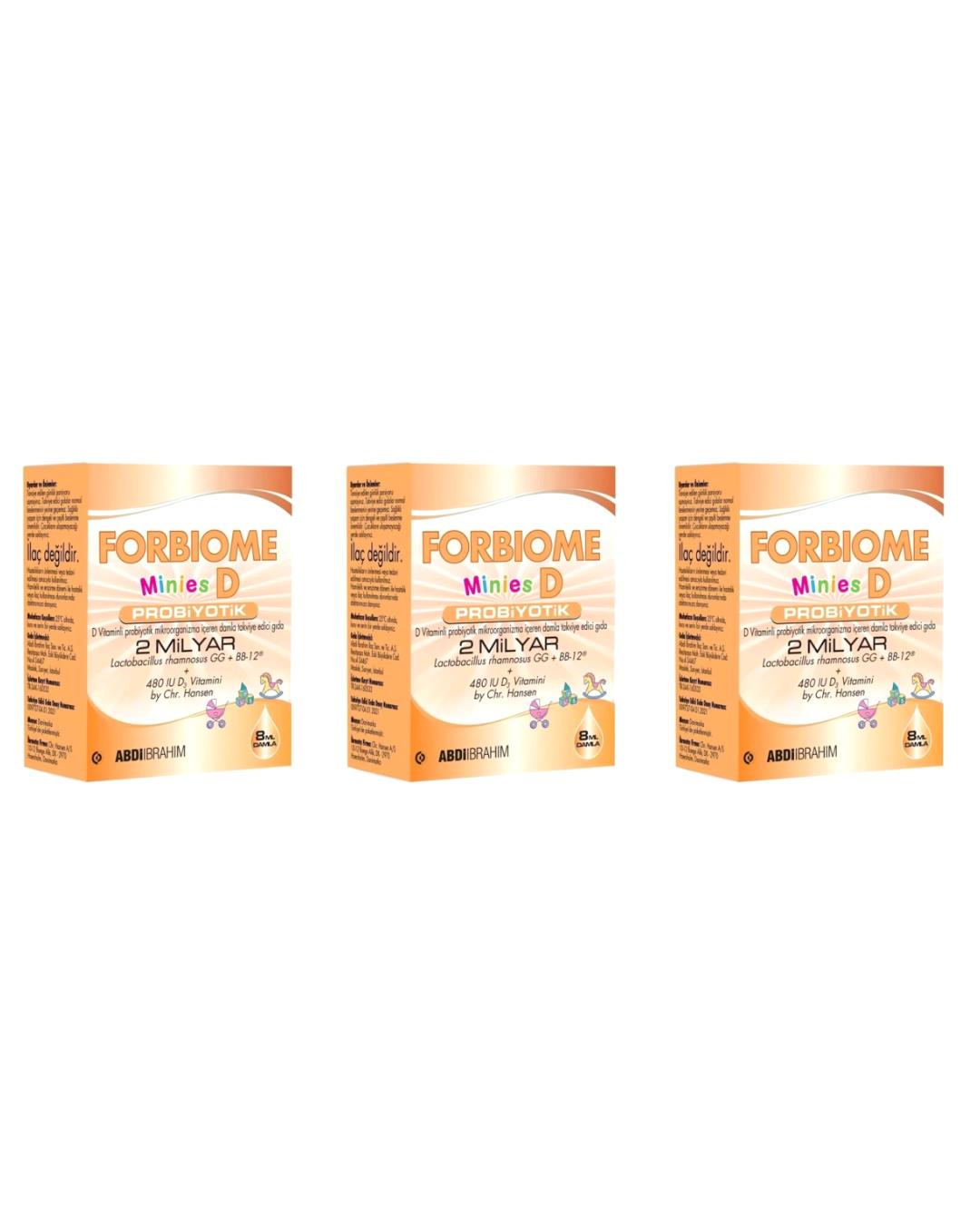 Forbiome Minies D Probiyotik Damla 8 ml 3 Kutu