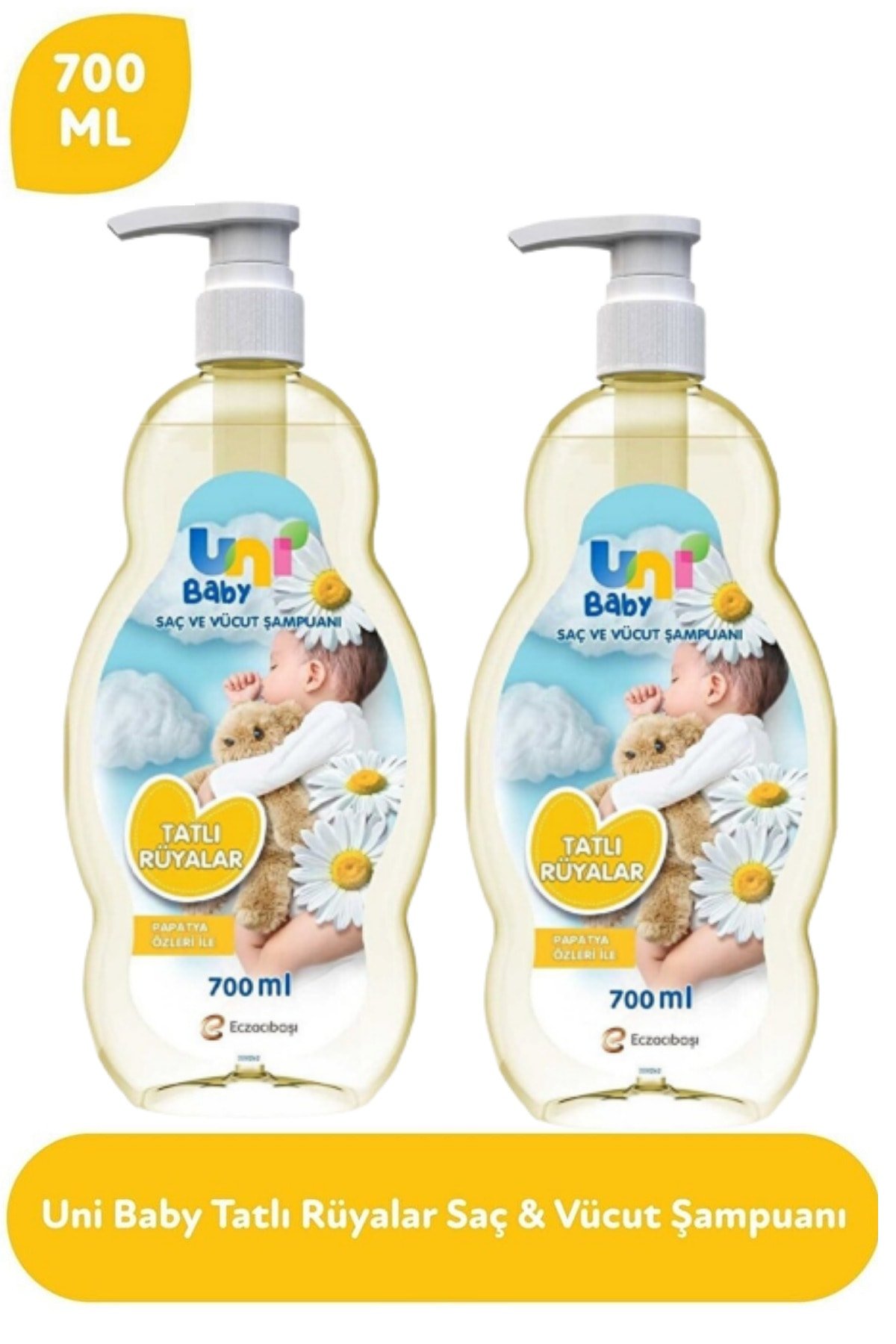 Uni Baby Papatya Özlü Şampuan 700 ml 2 Kutu