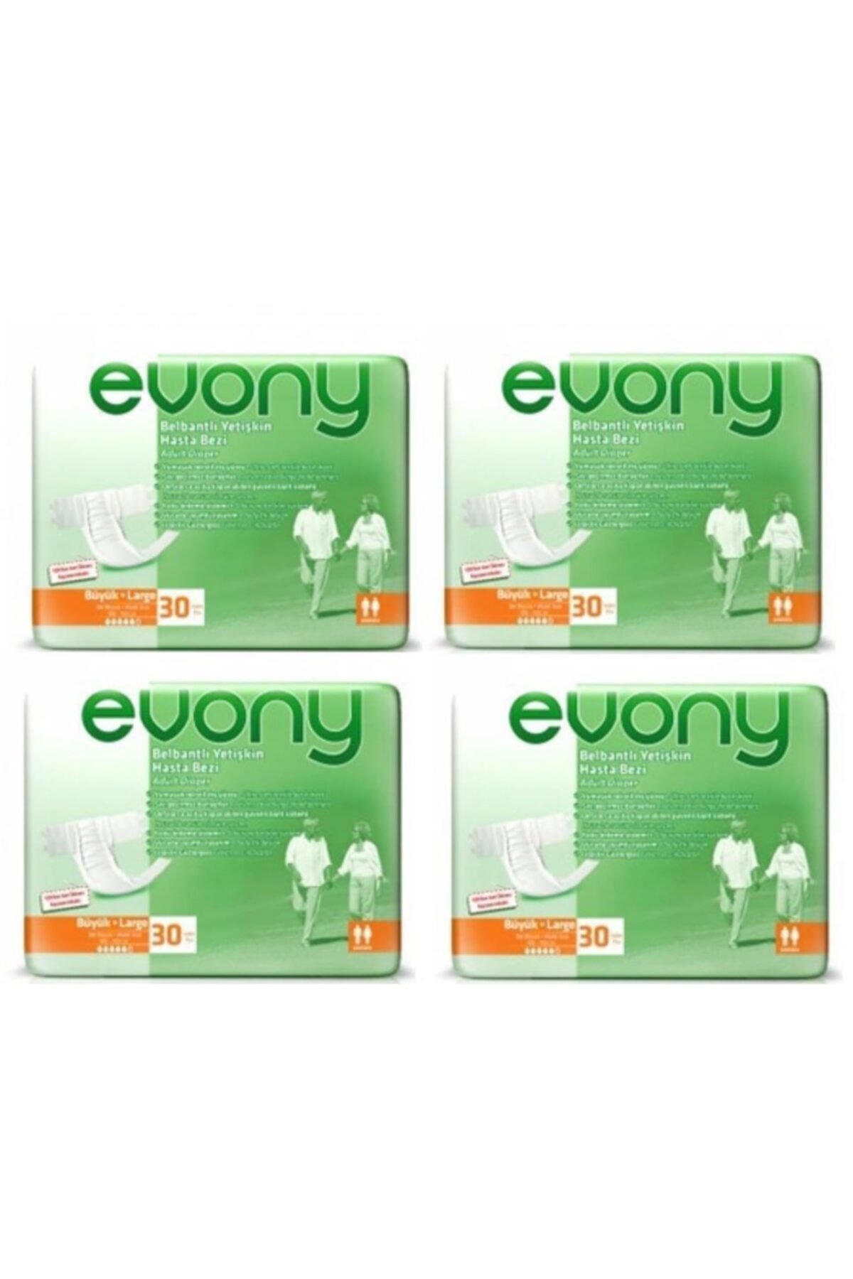 Evony Belbantlı Yetişkin Hasta Bezi Large 30'lu Paket 4'lü