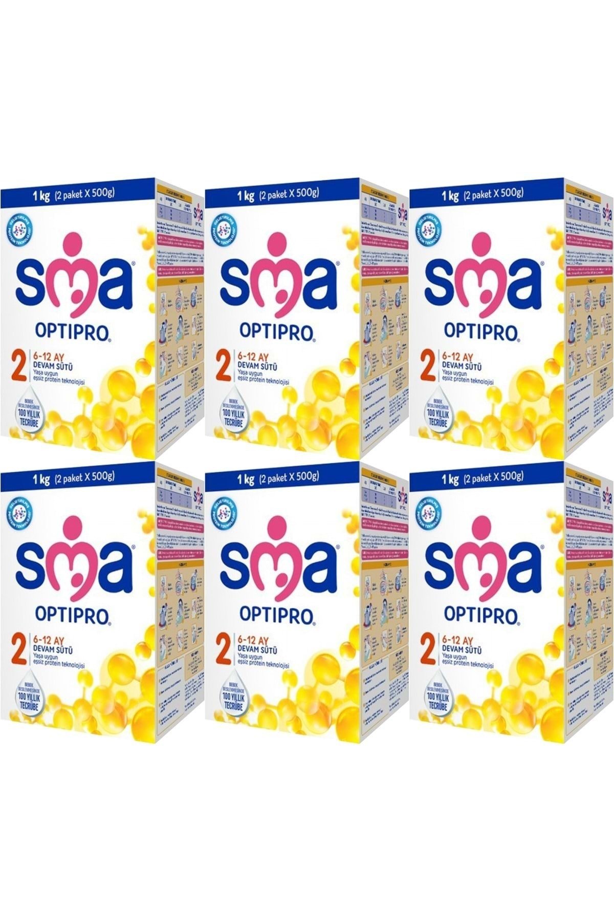 SMA 2 Optipro Probiyotik 6-12 Ay Bebek Sütü 1000 gr 6 Kutu