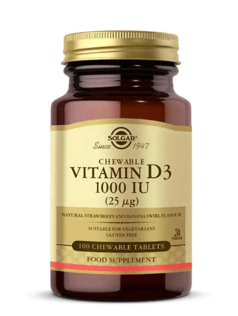 Solgar Vitamin D3 Cheaweble 1000 IU 100 Tablet