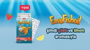 EasyFishoil Çocuk Çilek ve Limon Aromalı 30 Çiğneme Tableti