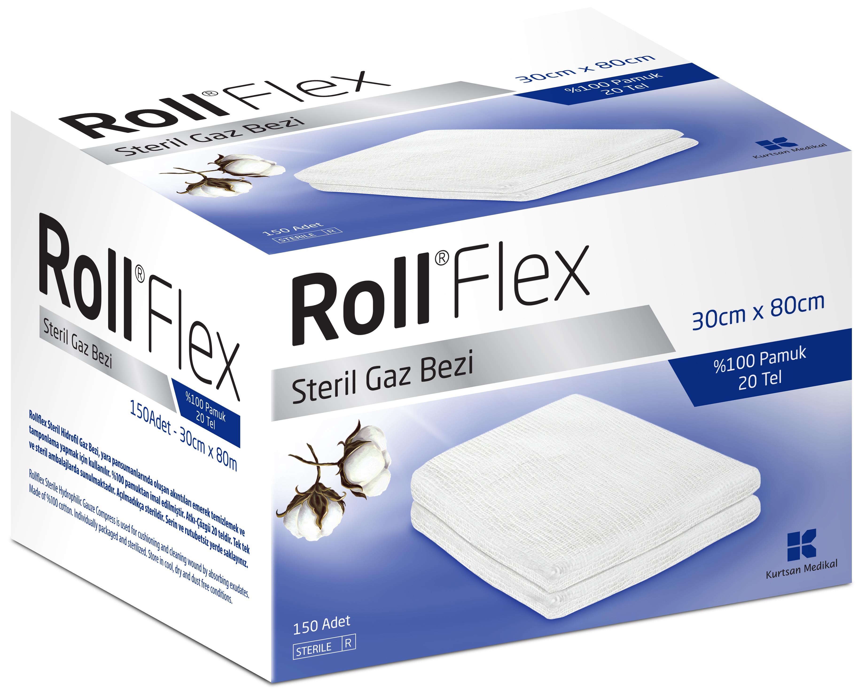 Roll Flex Steril Gazlı Bez 30cm x 80cm - 150 Adet