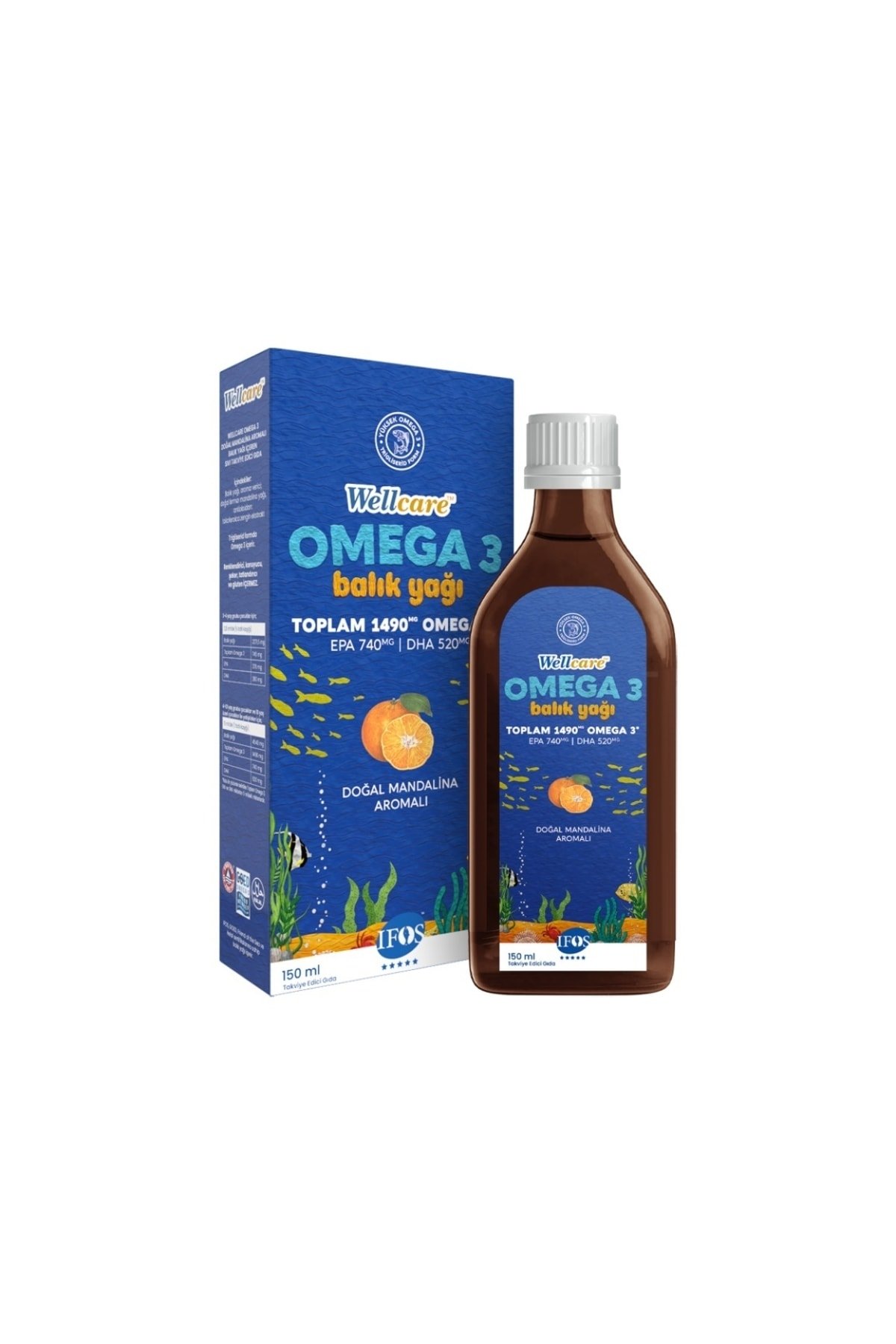 Wellcare Omega 3 Doğal Mandalina Balık Yağı Sıvı 150 ml