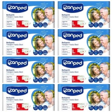 Canped Belbantlı Tekstil Yüzey Hasta Bezi Large 30'lu Paket 8'li