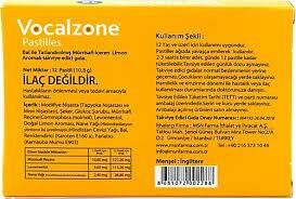 Vocalzone Ballı Limonlu Pastil 12 li