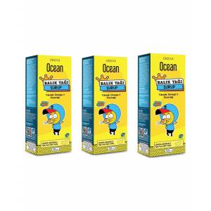 Ocean Omega 3 Limon Aromalı Balık Yağı Şurubu Kral Şakir 150 ml 3 Kutu