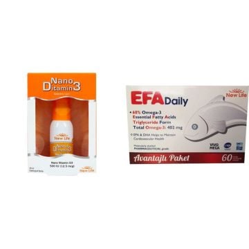 New Life EFA Daily 60 Kapsül + New Life Nano Ditamin 3 Sprey Avantajlı Paket