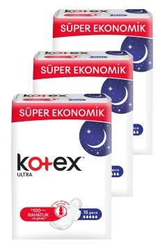 Kotex Ultra Gece 18'li 3 Kutu