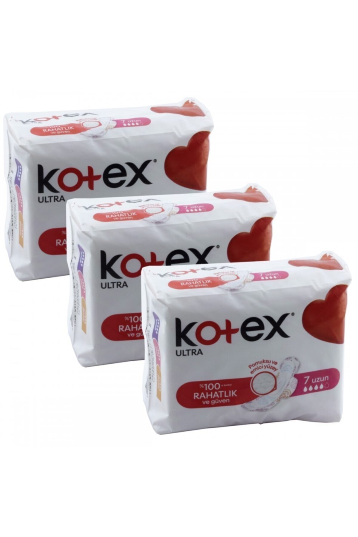 Kotex Ultra Uzun Pamuksu Yüzey 7'li 3 Kutu