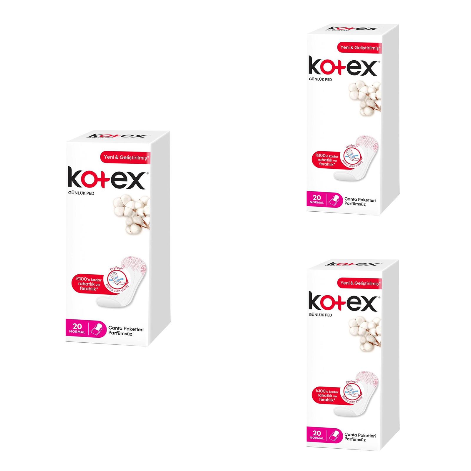 Kotex Günlük Ped Normal 20'li 3 Kutu
