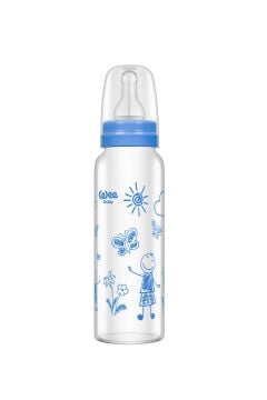 Wee Baby Isıya Dayanıklı Cam Biberon 240 ml - Mavi 772