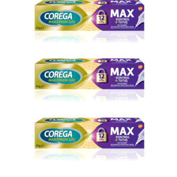 Corega Maksimum Kontrol Protez Yapıştırıcı Krem 40 gr 3 Kutu