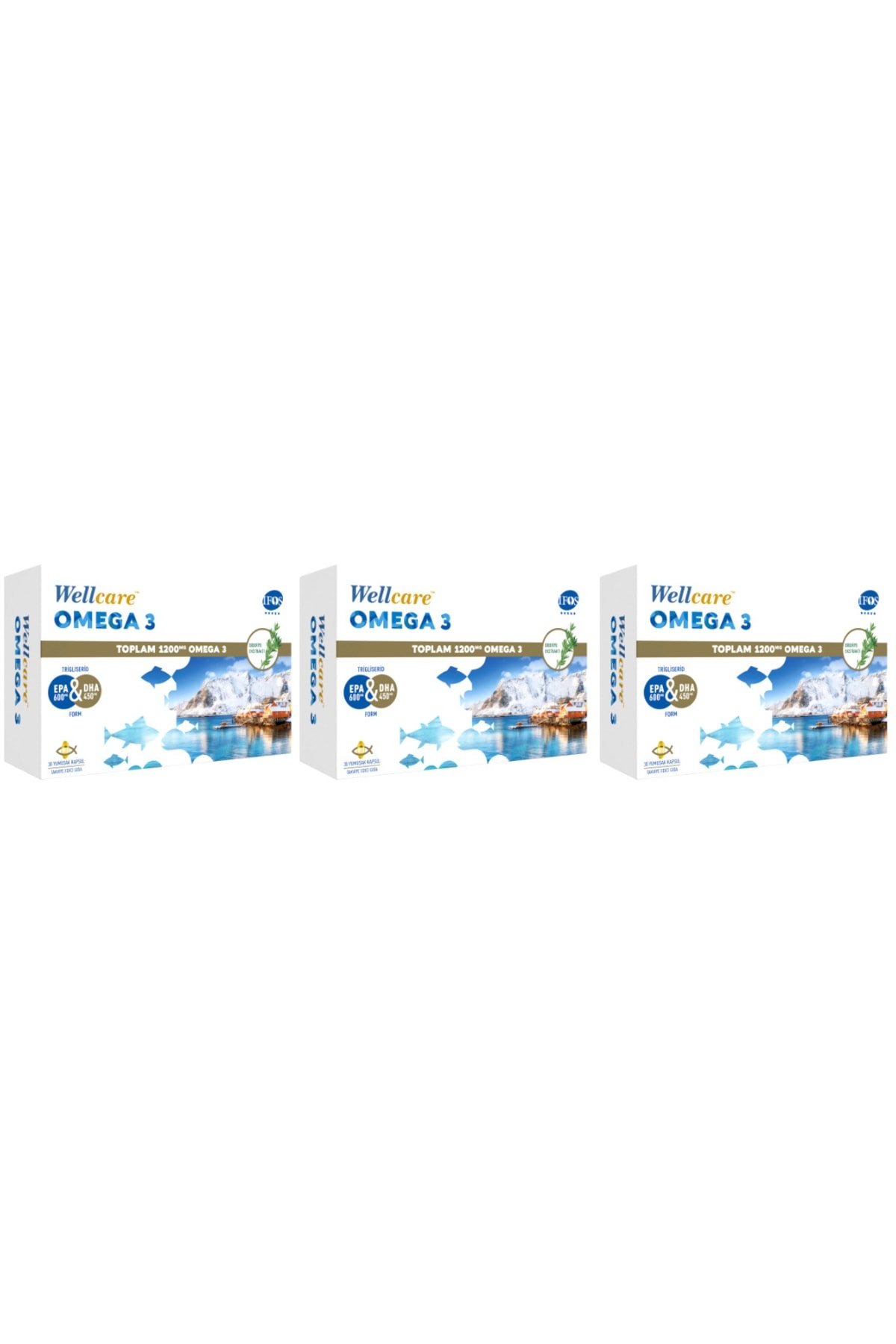Wellcare Omega 3 Balık Yağı 1200 Mg 30 Kapsül 3 Kutu