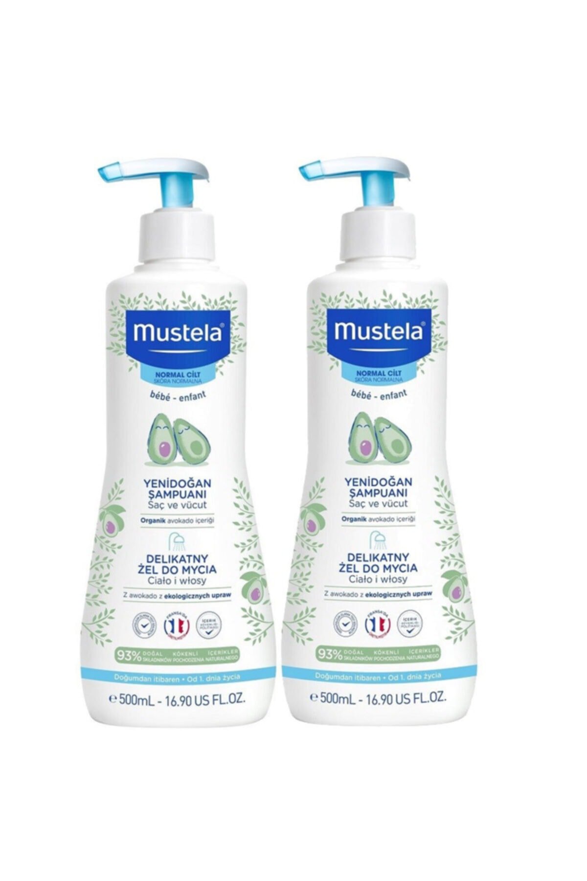 Mustela Gentle Cleansing Gel Yenidoğan Şampuan 500 ml 2 Kutu