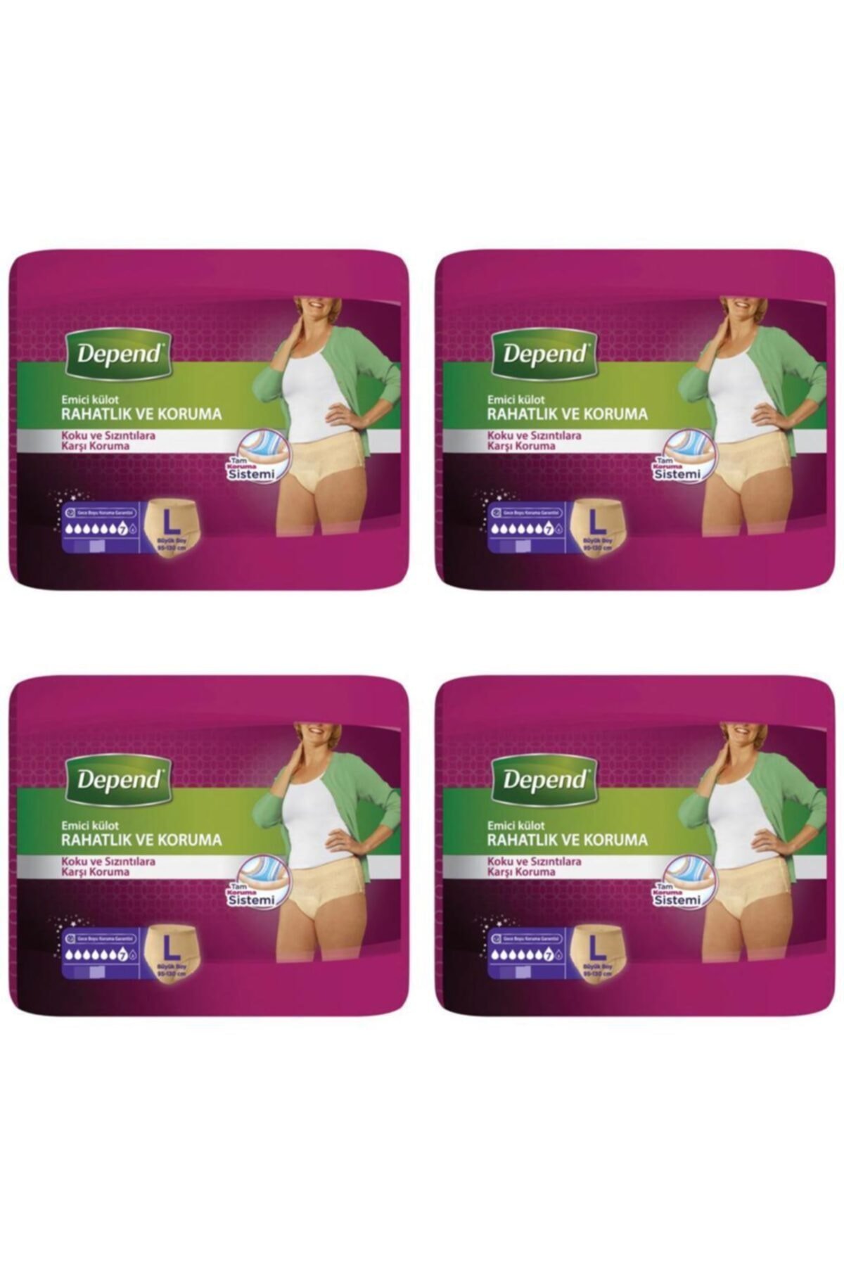 Depend Emici Külot Büyük Boy Kadın 30'lu Paket 4'lü
