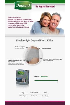 Depend Emici Külot Erkek Büyük 8'li Paket 4'Lü