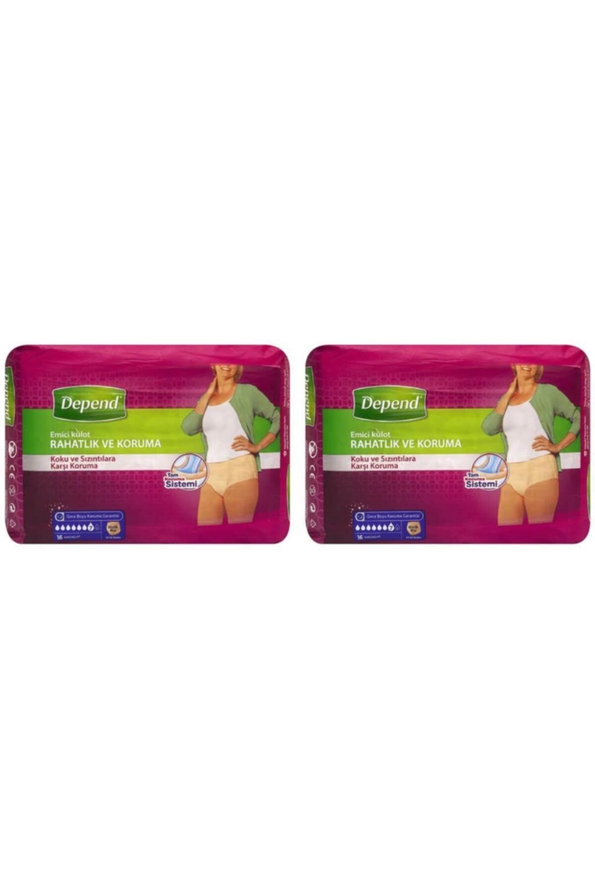Depend Emici Külot Büyük Boy Kadın 16'lı Paket 2'li