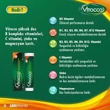 Vitocco Vitamin ve Mineral Kompleksi İçeren Takviye Edici Gıda 15 Efervesan Tablet KUTUSUZ