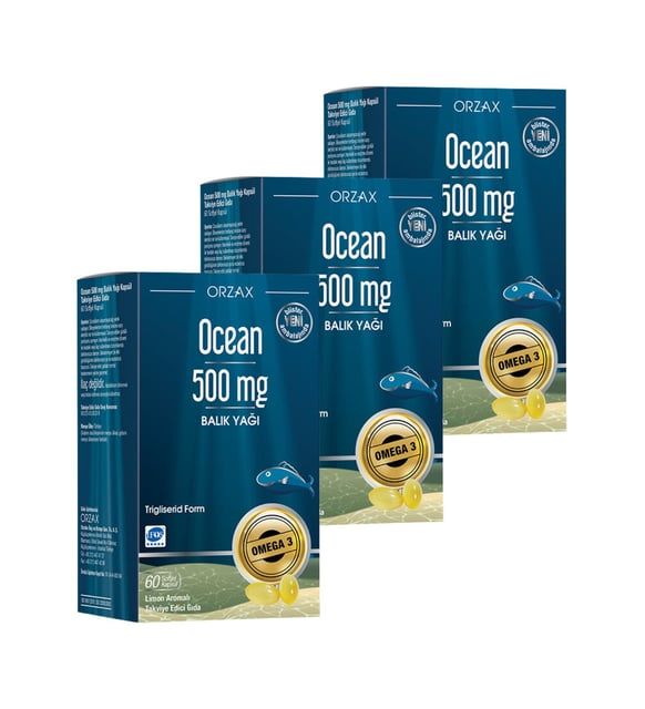Ocean Omega 3 Balık Yağı 500 mg 60 Kapsül 3 Kutu