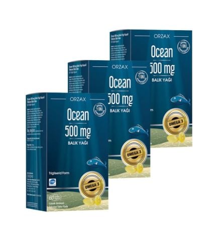 Ocean Omega 3 Balık Yağı 500 mg 60 Kapsül 3 Kutu