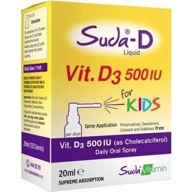 Suda Vitamin Çocuklar İçin Günlük Oral Sprey D3 500 IU 20 ml