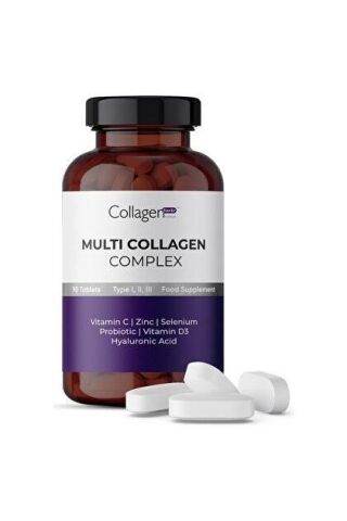 Collagen Forte Multi Collagen Complex Hyalüronik Asit Çinko Vitamin C Selenyum 90 Tablet