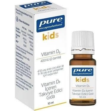 Pure Encapsulations Kids Vitamin D3 400 Damla 10 ml